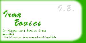 irma bovics business card